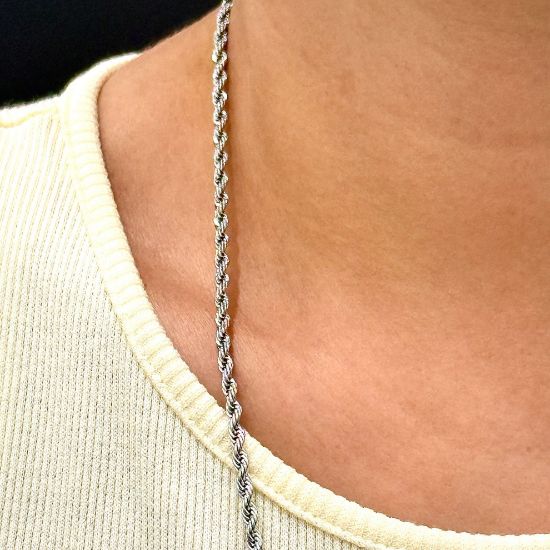 Çelik Burgu Zincir 60 cm Silver Kolye resmi