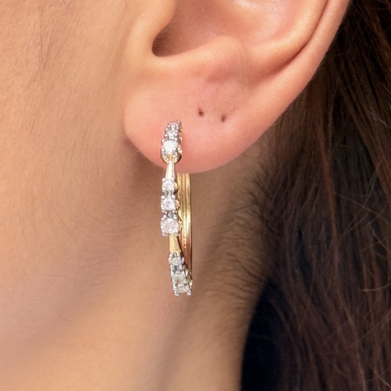 Çift Tonlu Zarafet: Silver & Gold Halka Küpe resmi