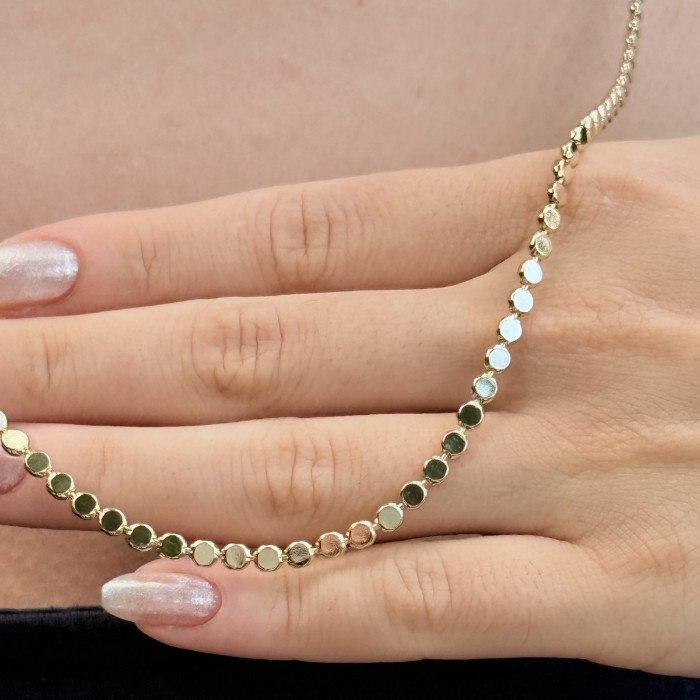 Uzun Gold Daire Kolye resmi
