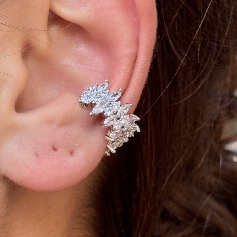 Çiçek Taşlı Kıkırdak  ( gümüş) resmi