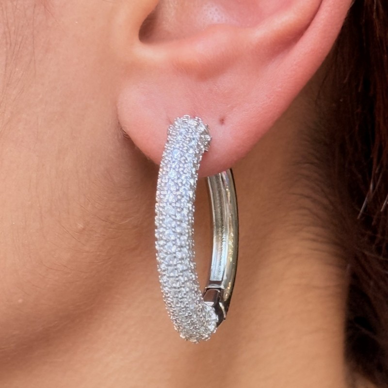 Parlak Taşlı Halka Küpe resmi