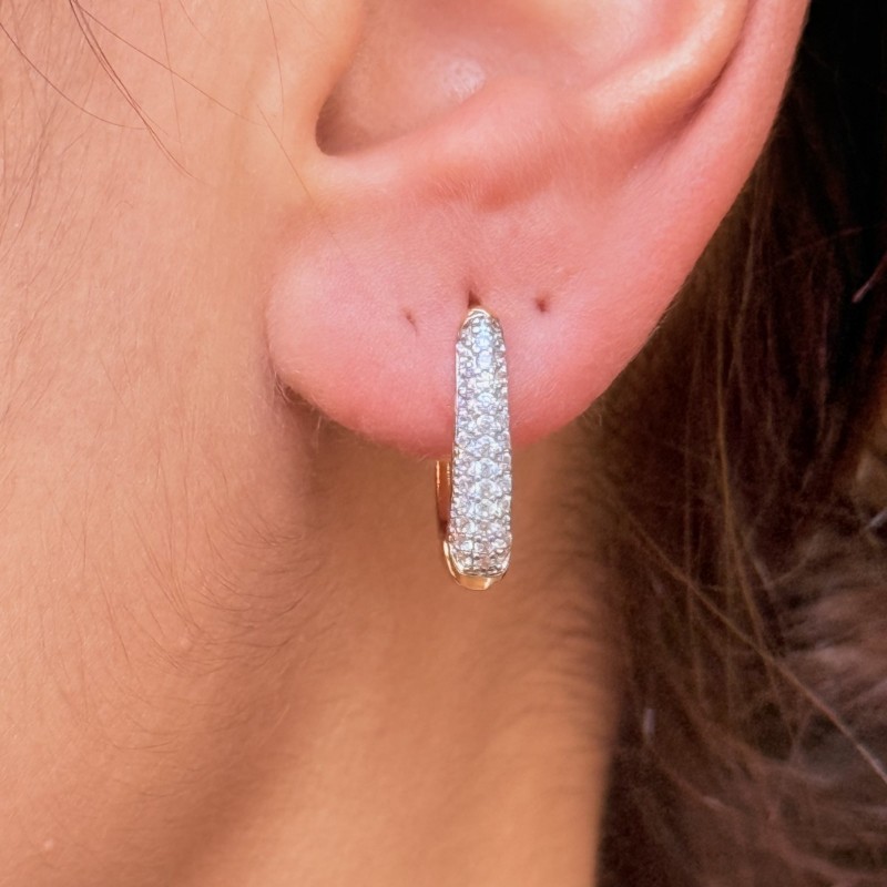 Taşlı İnce Oval Küpe resmi