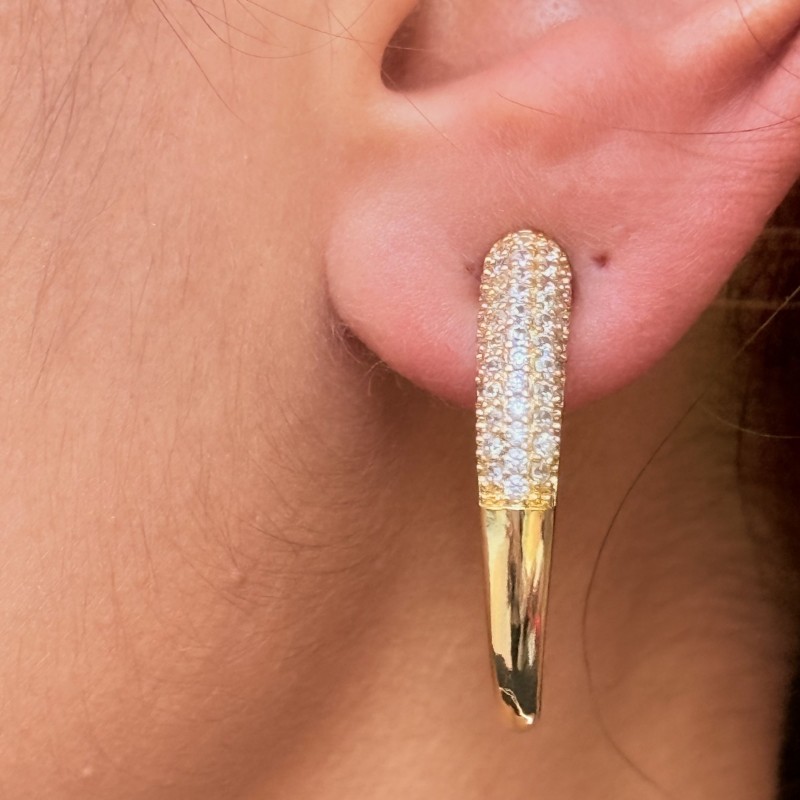 Altın Uçlu Taşlı Küpe resmi