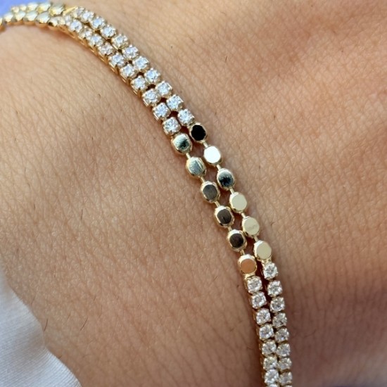 Çift Sıra Taşlı Altın Bileklik resmi