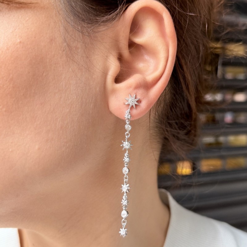 Gümüş Yıldız Sallantılı Küpe resmi