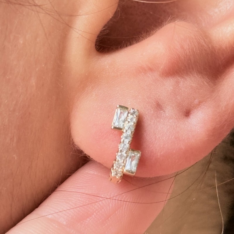 İkili Baget Taşlı Küpe resmi