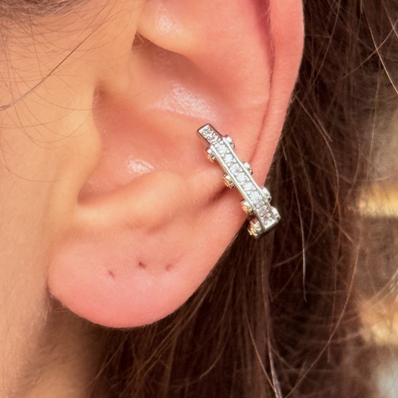 Gümüş Taşlı Çubuk Kıkırdak Küpe resmi