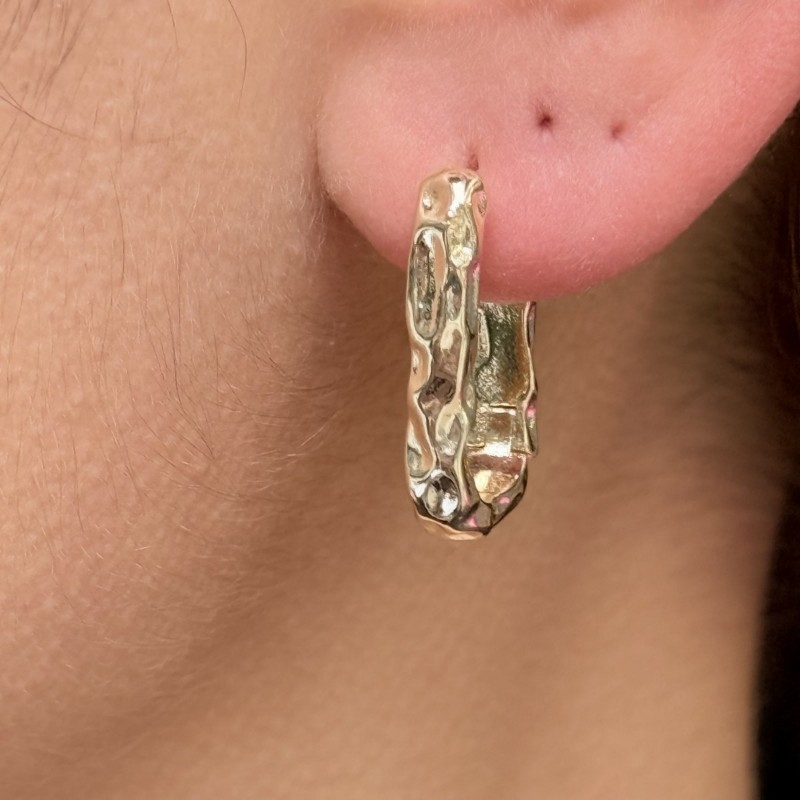 🔥 Dokulu Gold Halka Küpe resmi