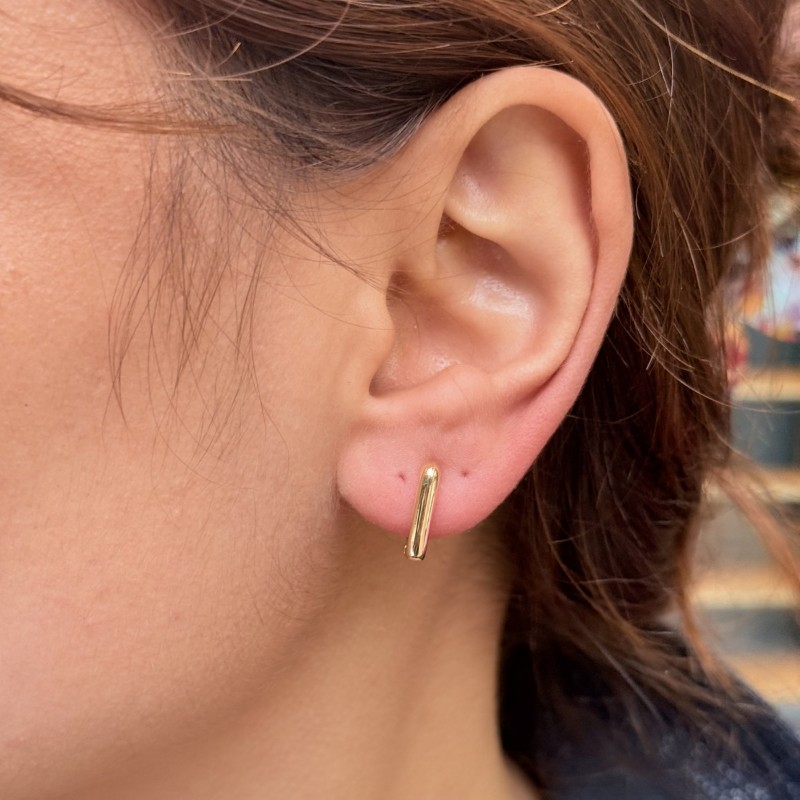 Minimal Gold Silindir Küpe resmi