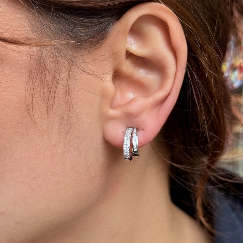 İkili Taşlı Silver Küpe resmi