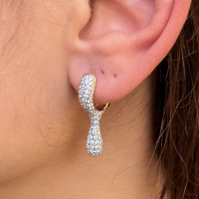 Damla Siluet Taşlı Küpe – Gold Detay resmi