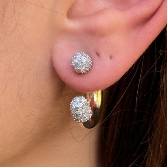 İkili Küre Taşlı Küpe – Gold Halka resmi