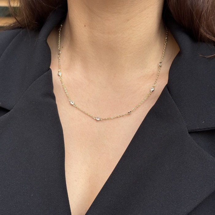 Minimal Üç Taş İstasyon Kolye resmi