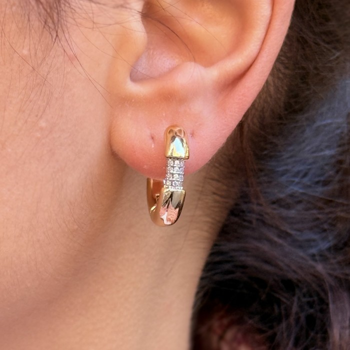 Gold Mini Hoop – Pavé Bridge resmi