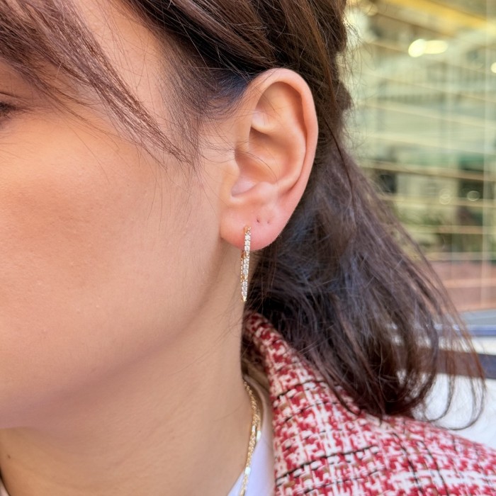 Oval Slim Hoop – Front Pavé (Gold) resmi