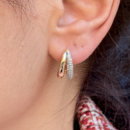 Duo Hoop – Gold & Pavé Twin resmi