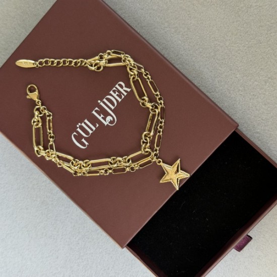 İkili Zincir Yıldız Charm Bileklik  resmi