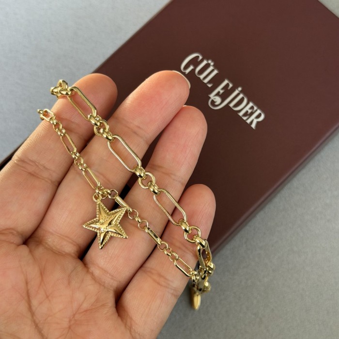 İkili Zincir Yıldız Charm Bileklik  resmi